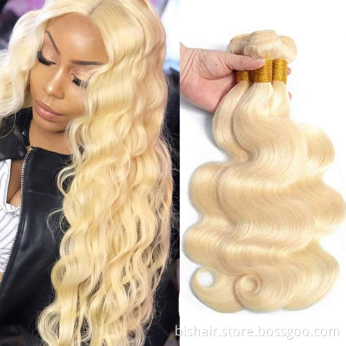 613 blond hair 3 bunches of real blond hair tresses 9A grade Brazilian wave 100% remy real hair tresses 613 bunches of wholesale